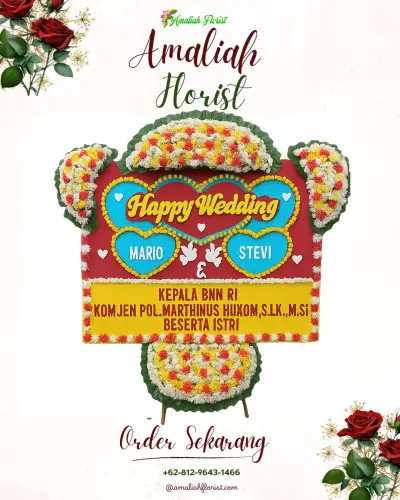 Karangan Papan Bunga Pernikahan di Aryaduta Palembang